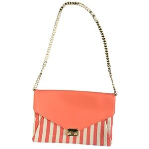 Express Striped Linen Envelope Shoulder Bag